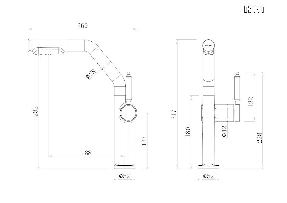Gun gray pressurized splash-proof kitchen sink faucet with pull-down sprayer for home use