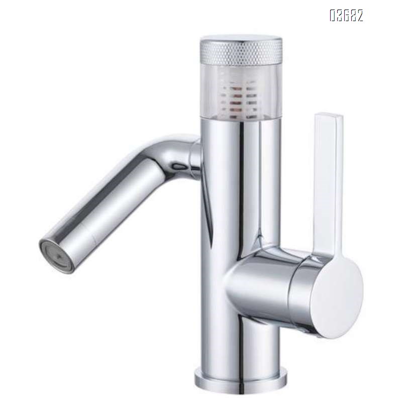 Brass plated Cold and Hot Water basin faucet, vertical ball-bearing swivel rotation
