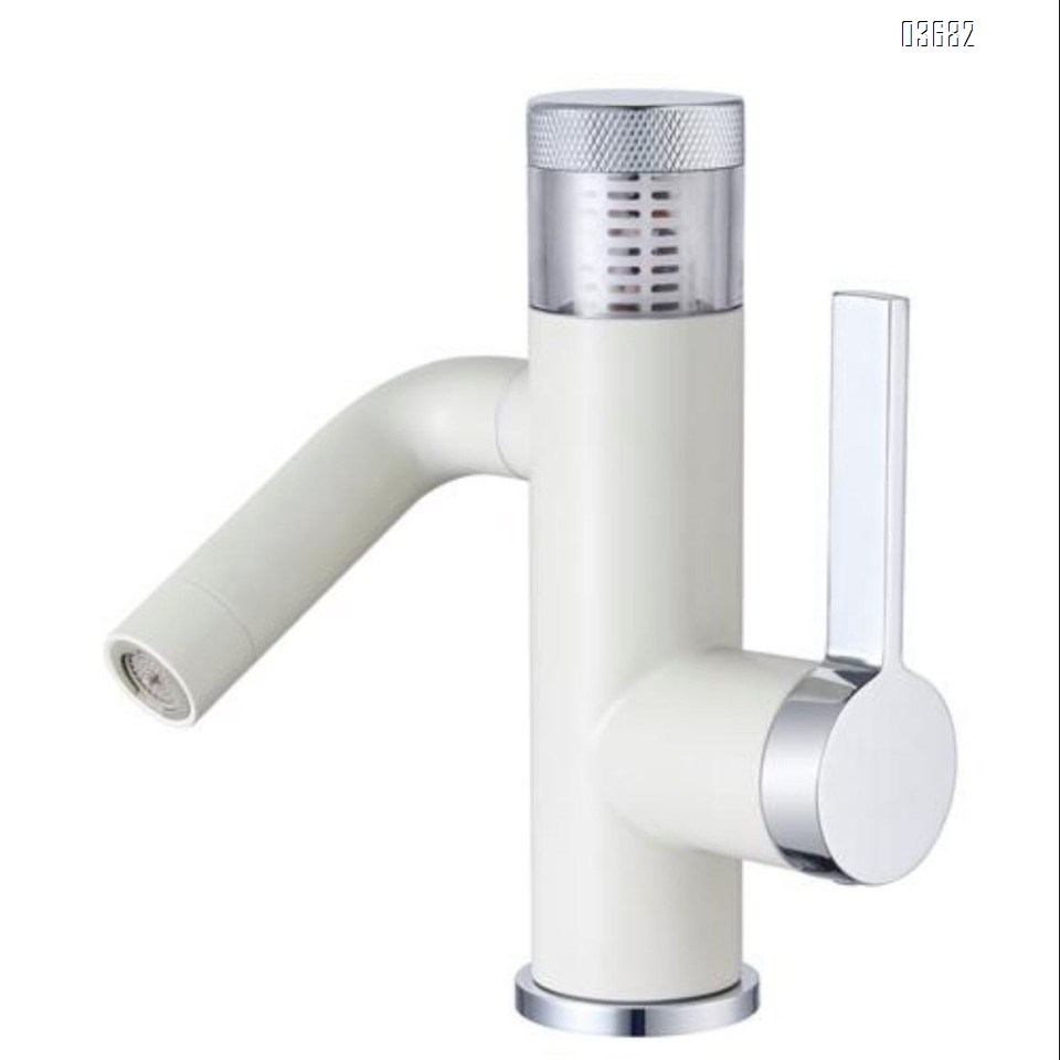 Brass plated Cold and Hot Water basin faucet, vertical ball-bearing swivel rotation