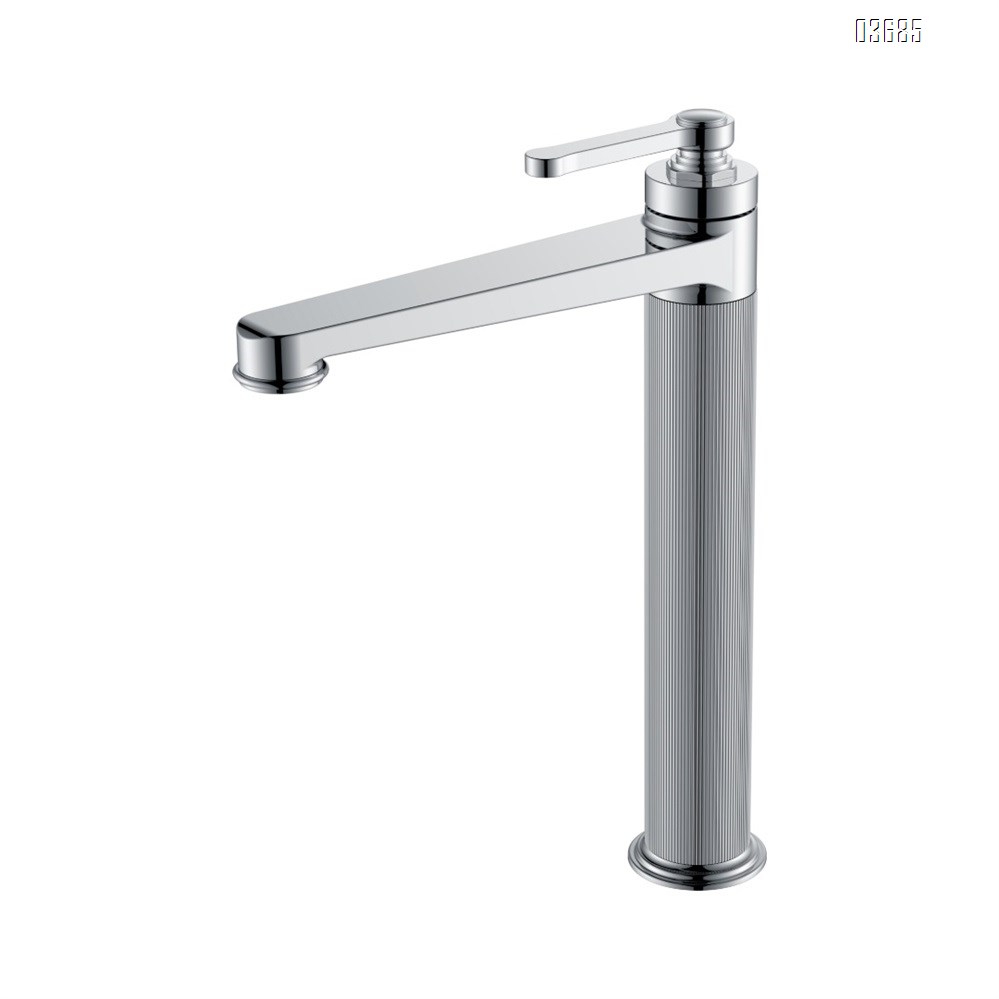 All-Copper Gunmetal Gray Brushed Gold Faucet, Minimalist Luxury Single-Hole Bathroom Vanity Faucet for Cold and Hot Water