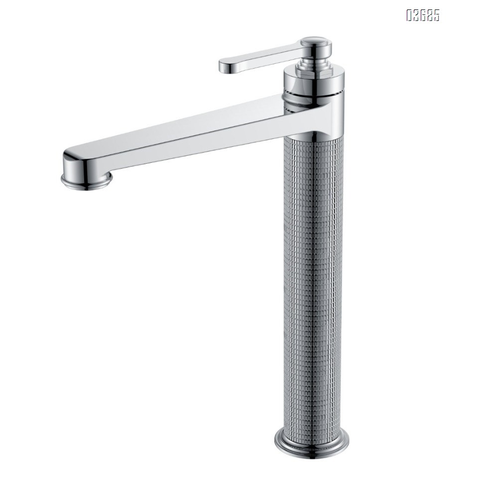 All-Copper Gunmetal Gray Brushed Gold Faucet, Minimalist Luxury Single-Hole Bathroom Vanity Faucet for Cold and Hot Water