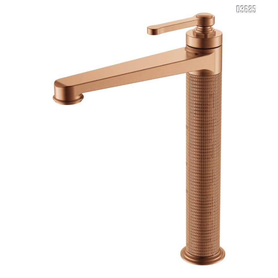 All-Copper Gunmetal Gray Brushed Gold Faucet, Minimalist Luxury Single-Hole Bathroom Vanity Faucet for Cold and Hot Water