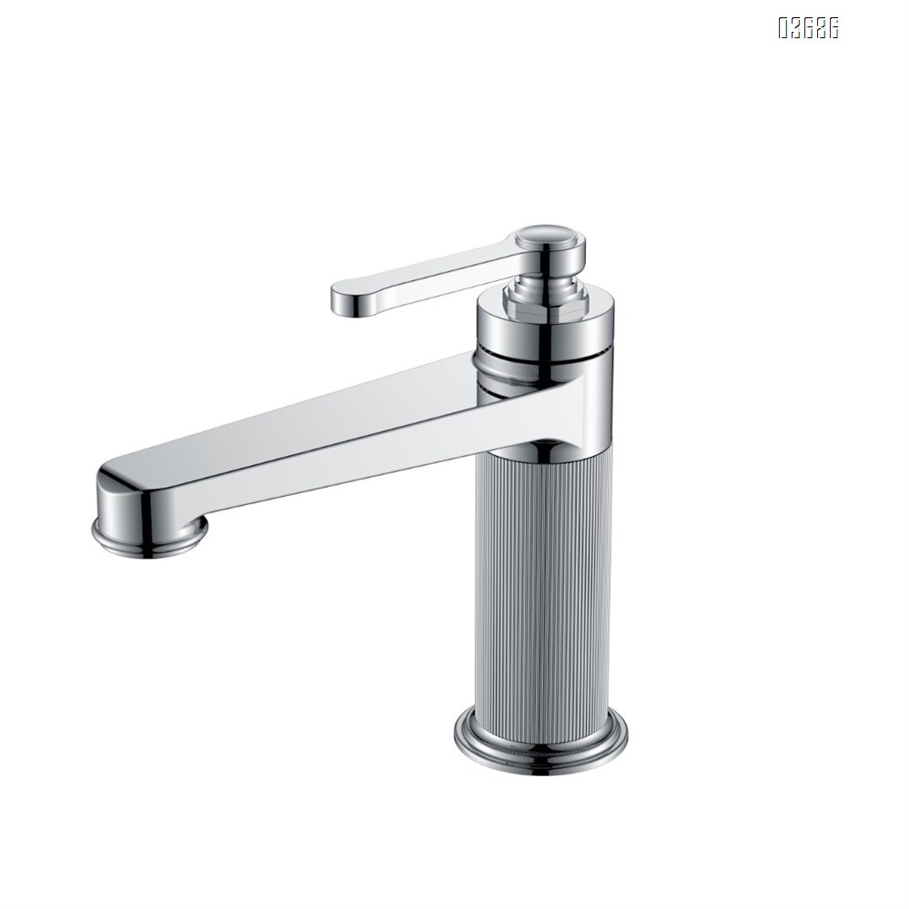 All-Copper Gunmetal Gray Brushed Gold Faucet, Minimalist Luxury Single-Hole Bathroom Vanity Faucet for Cold and Hot Water