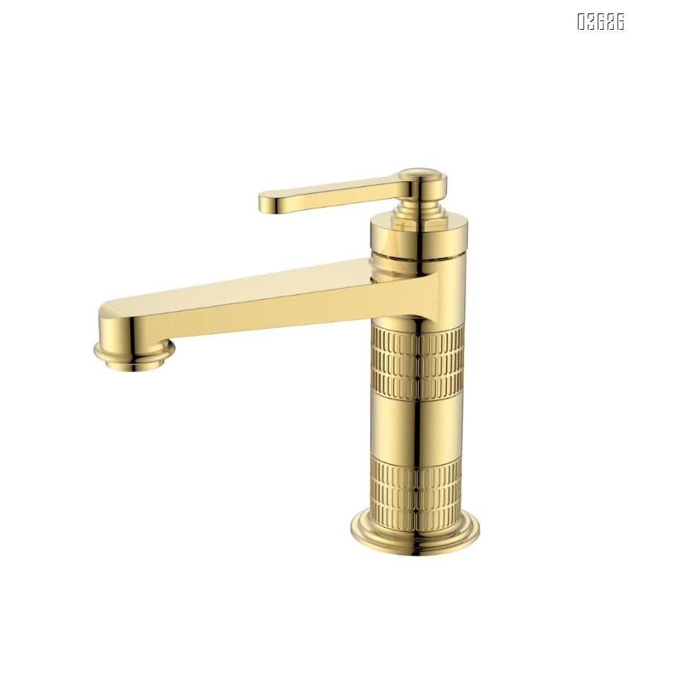 All-Copper Gunmetal Gray Brushed Gold Faucet, Minimalist Luxury Single-Hole Bathroom Vanity Faucet for Cold and Hot Water