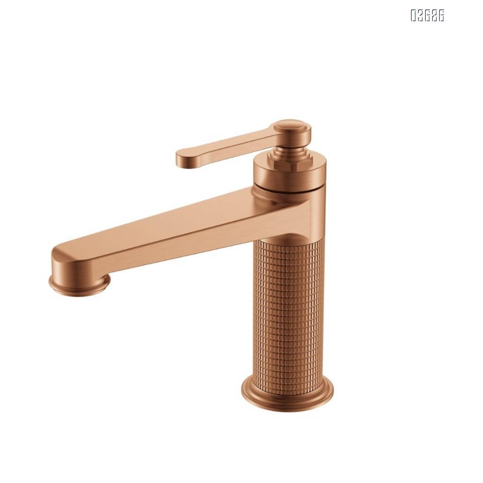 All-Copper Gunmetal Gray Brushed Gold Faucet, Minimalist Luxury Single-Hole Bathroom Vanity Faucet for Cold and Hot Water