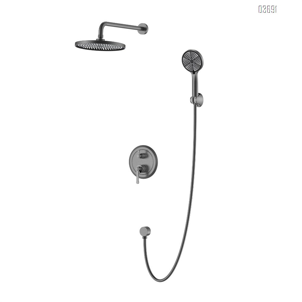 Rose Gold All-Brass Recessed Shower Head Set Wall-Mounted Shower System for Hotels and Homestays