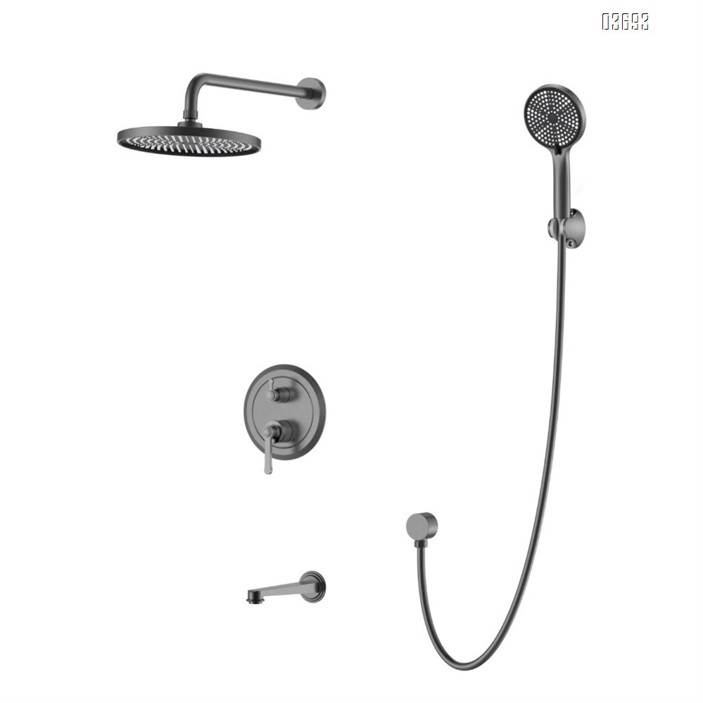 Modern Minimalist Ceiling-Mounted Shower Head Set for Bathroom Shower Enclosures – Round Ceiling Shower System for Hotels and Construction Projects