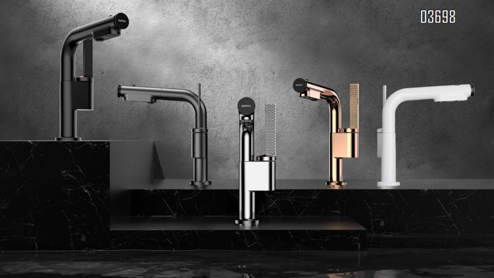 Retractable and Height-Adjustable Bathroom Basin Faucet in Gray, Dual-Temperature Rotating Pull-Out Basin Faucet – Premium Lightweight Luxury Collection