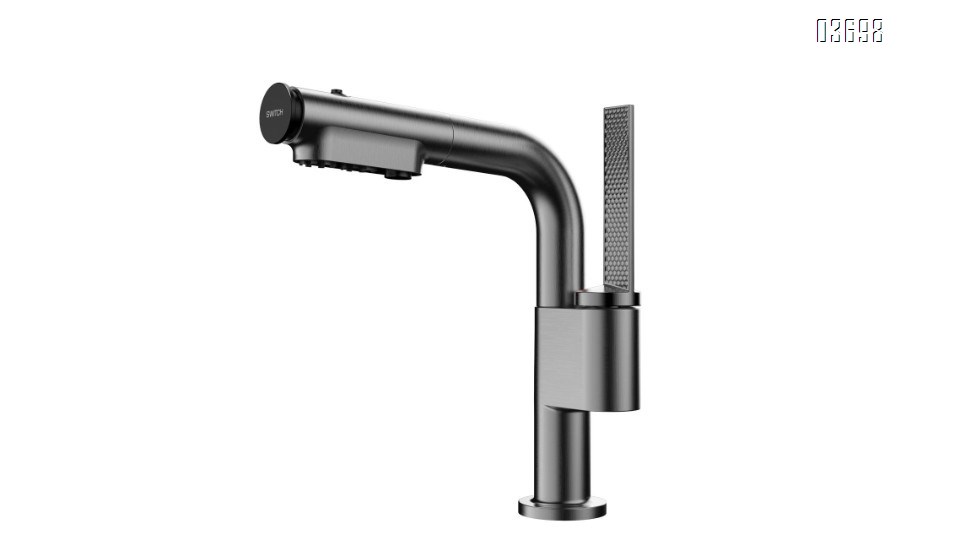 Retractable and Height-Adjustable Bathroom Basin Faucet in Gray, Dual-Temperature Rotating Pull-Out Basin Faucet – Premium Lightweight Luxury Collection