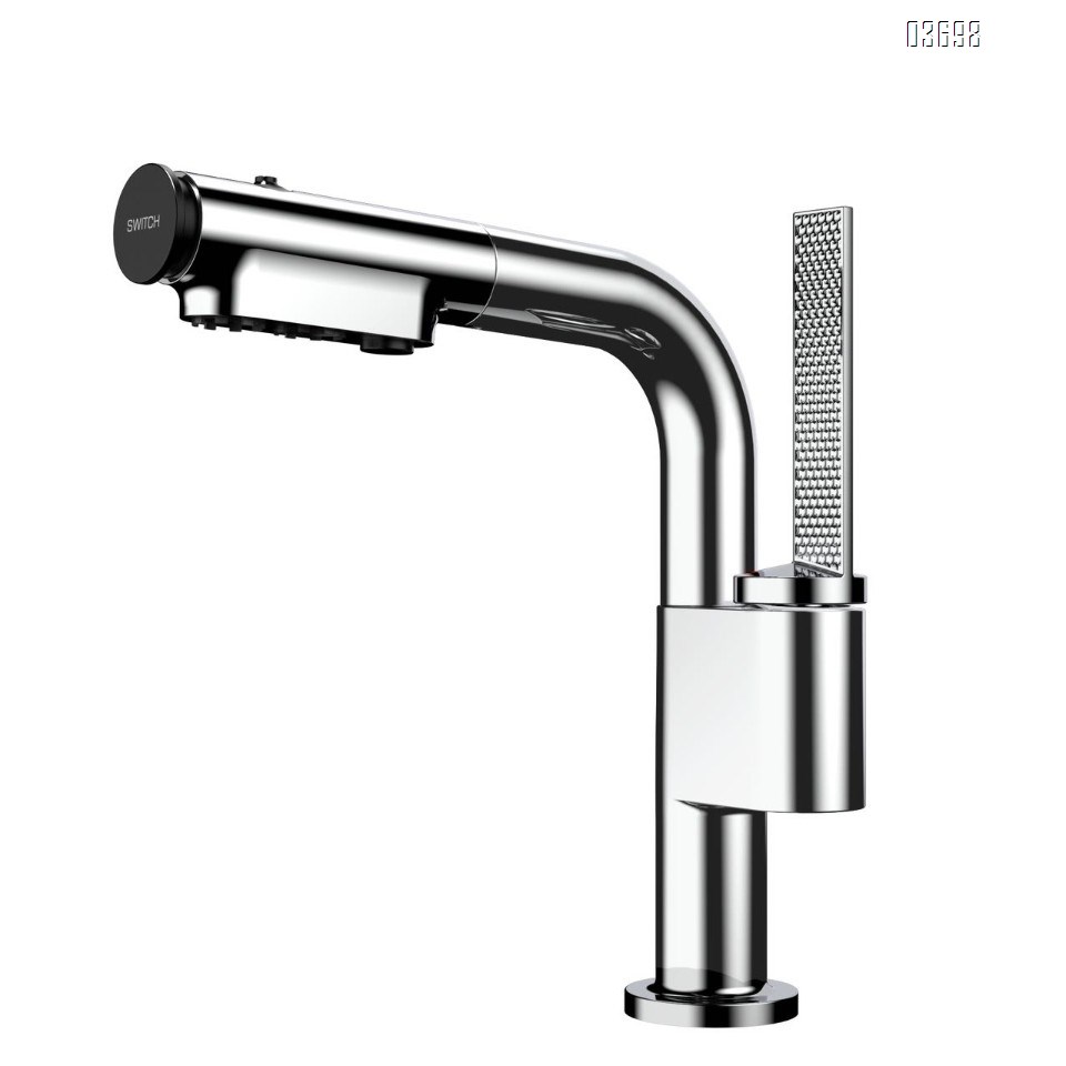 Retractable and Height-Adjustable Bathroom Basin Faucet in Gray, Dual-Temperature Rotating Pull-Out Basin Faucet – Premium Lightweight Luxury Collection