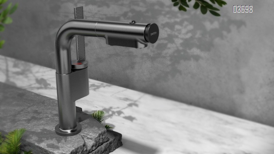 Retractable and Height-Adjustable Bathroom Basin Faucet in Gray, Dual-Temperature Rotating Pull-Out Basin Faucet – Premium Lightweight Luxury Collection