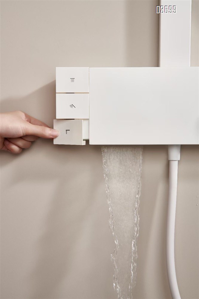 High-Quality Bathroom Shower Thermostatic Faucet Set in White with Premium Ambient Lighting and Multiple Functions, Wall-Mounted