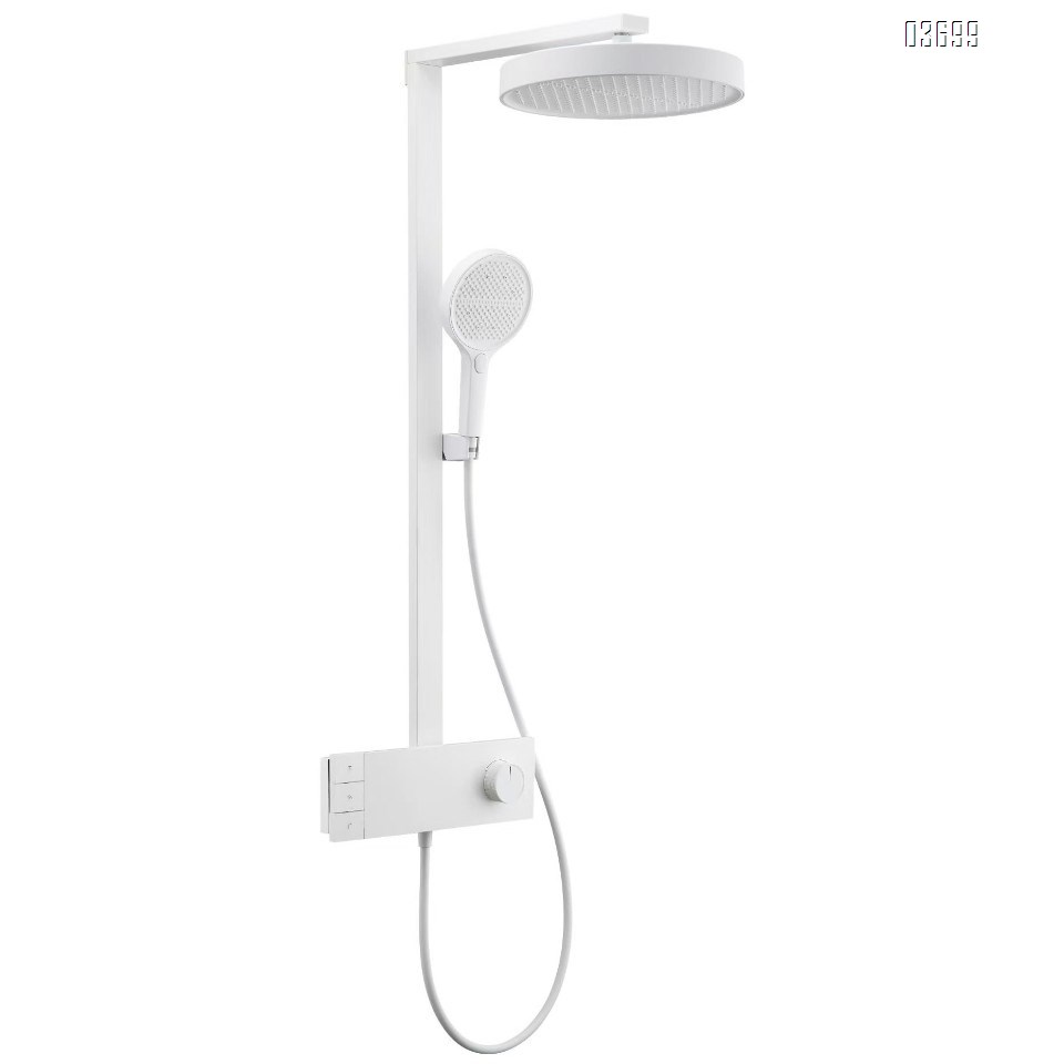 High-Quality Bathroom Shower Thermostatic Faucet Set in White with Premium Ambient Lighting and Multiple Functions, Wall-Mounted