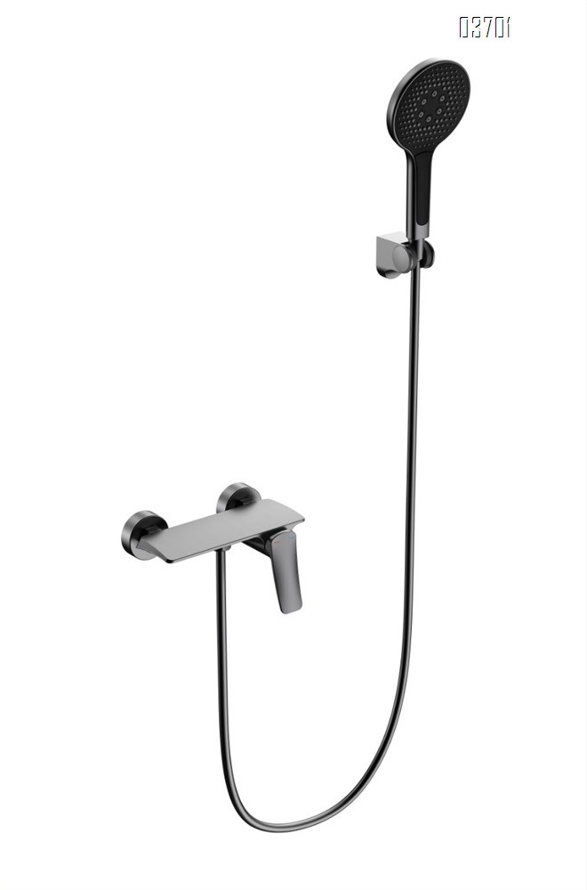 Minimalist Gunmetal Gray Shower Set without Overhead Shower, Modular Design for Hotels and Home Use, All-Bronze Hot and Cold Water Faucet