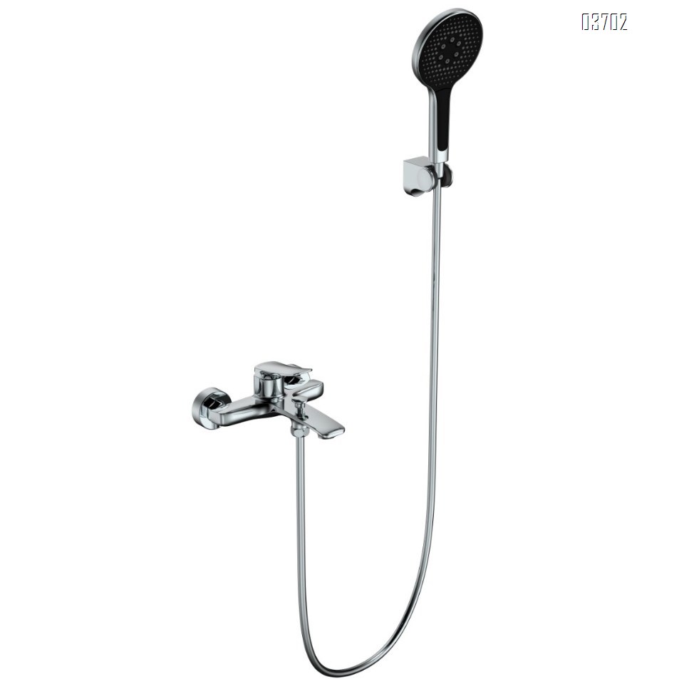 All Brass Simple Gun Gray Shower Set without Overhead Shower, Modular Design for Hotels and Home Use Hot and Cold Water Faucet