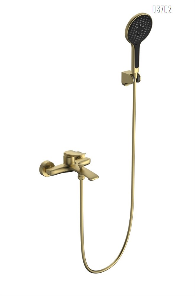All Brass Simple Gun Gray Shower Set without Overhead Shower, Modular Design for Hotels and Home Use Hot and Cold Water Faucet