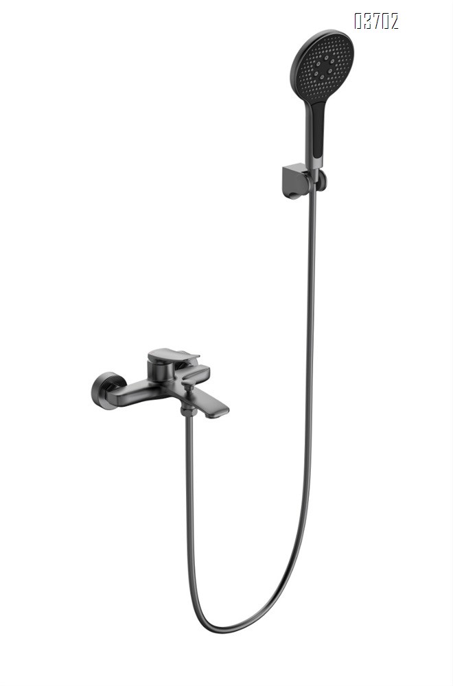 All Brass Simple Gun Gray Shower Set without Overhead Shower, Modular Design for Hotels and Home Use Hot and Cold Water Faucet