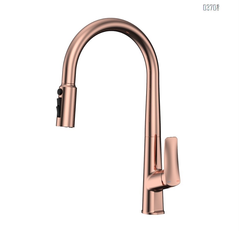 Stainless Steel Pull-Out Bathroom Home Chrome-Finished Exposed-Mount Hot and Cold Shower Set with Kitchen Sink Faucet