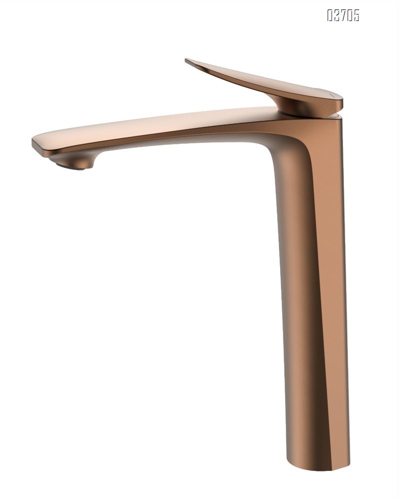 All-copper washbasin faucet, cold and hot water, rose gold finish, bathroom countertop basin faucet with elevated base, gunmetal gray