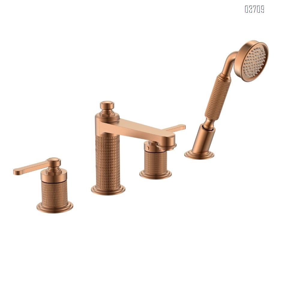 French-style minimalist luxury basin faucet, European retro design with spray gun, rose gold and zirconium gold finish, brass countertop basin faucet