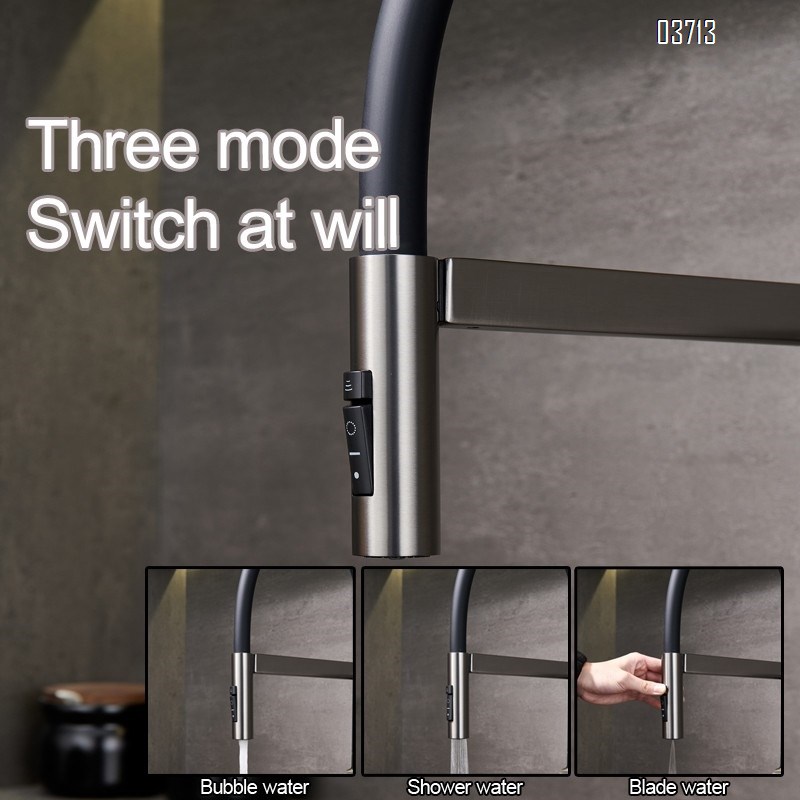 All Brass Magnetic Kitchens Faucet Design by Germany Gun Grey Cold and Hot Water Pull-out Sprayer Kitchen Faucets Mixer Sink Tap