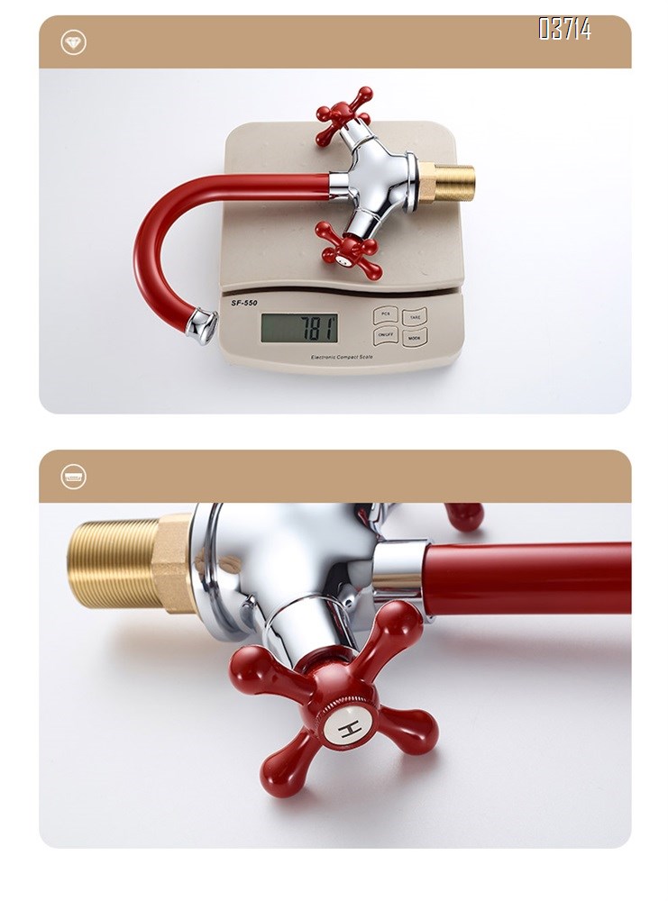 Red Creativity Style Brass Double Handle Basin Faucet for Home Use Basin Hot and Cold Rotatable Basin Faucets Mixer Sink Tap