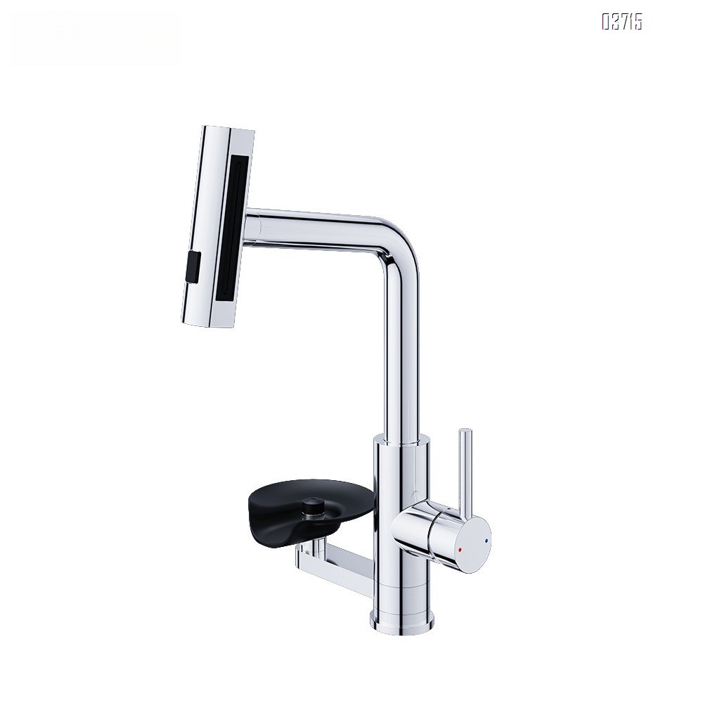 Stainless Steel Pull-down Sprayer Kitchen Faucet with Glass Rinser Rotate Cold and Hot Waterfall Kitchen Faucets Mixer Sink Tap