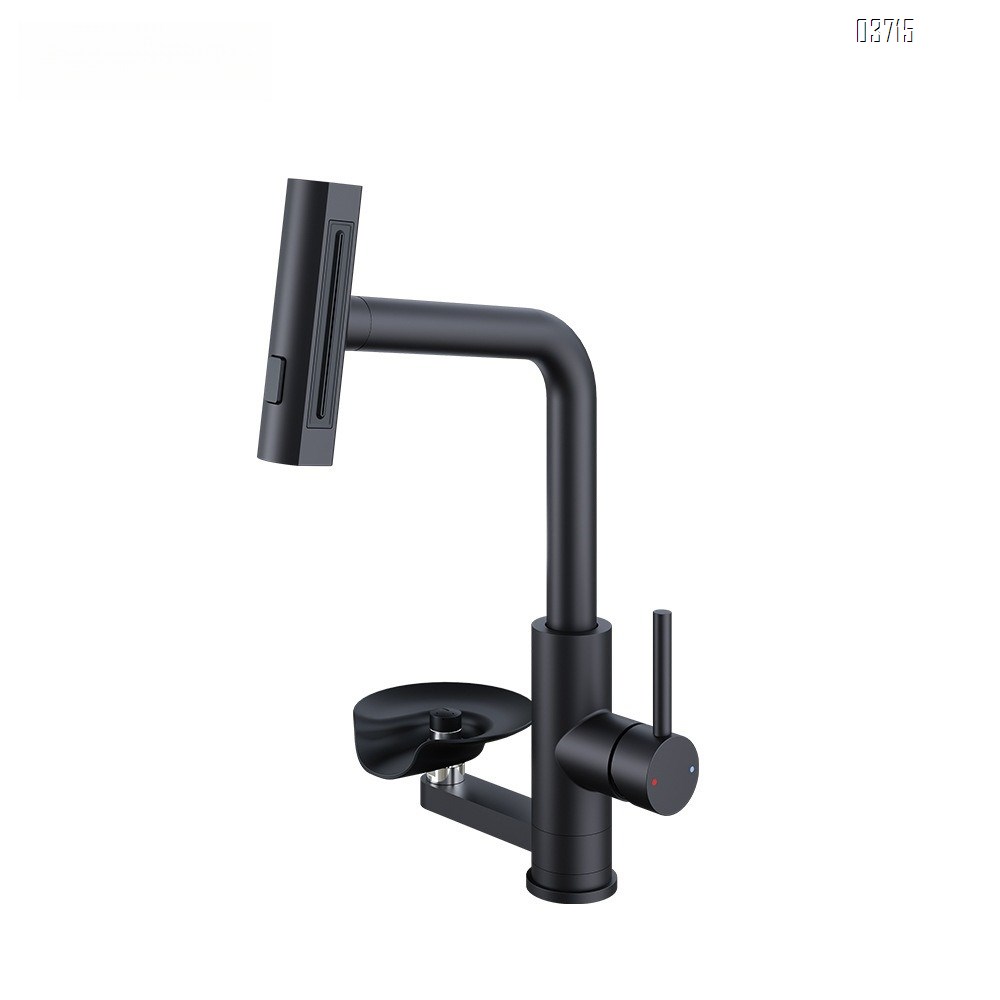 Stainless Steel Pull-down Sprayer Kitchen Faucet with Glass Rinser Rotate Cold and Hot Waterfall Kitchen Faucets Mixer Sink Tap