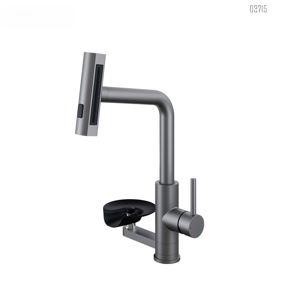 Stainless Steel Pull-down Sprayer Kitchen Faucet with Glass Rinser Rotate Cold and Hot Waterfall Kitchen Faucets Mixer Sink Tap