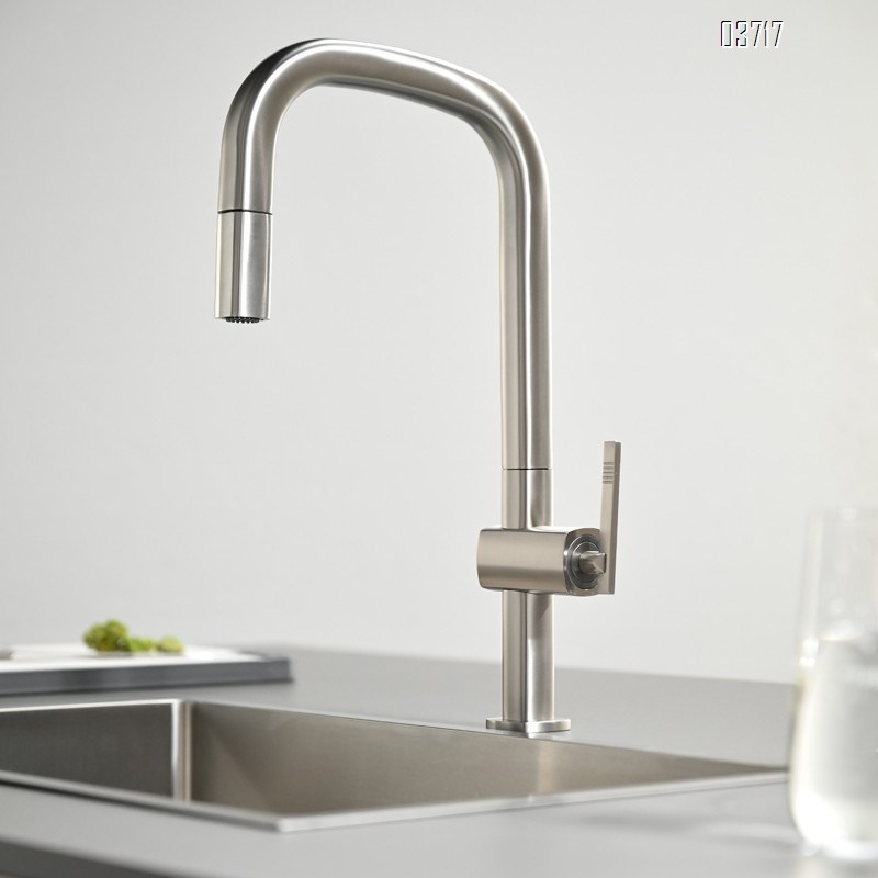 Brushed Pull-out Kitchen Faucet Stainless Steel Cold Hot Water Deck Mount Single Lever Vegetable Kitchen Faucets Mixer Sink Tap