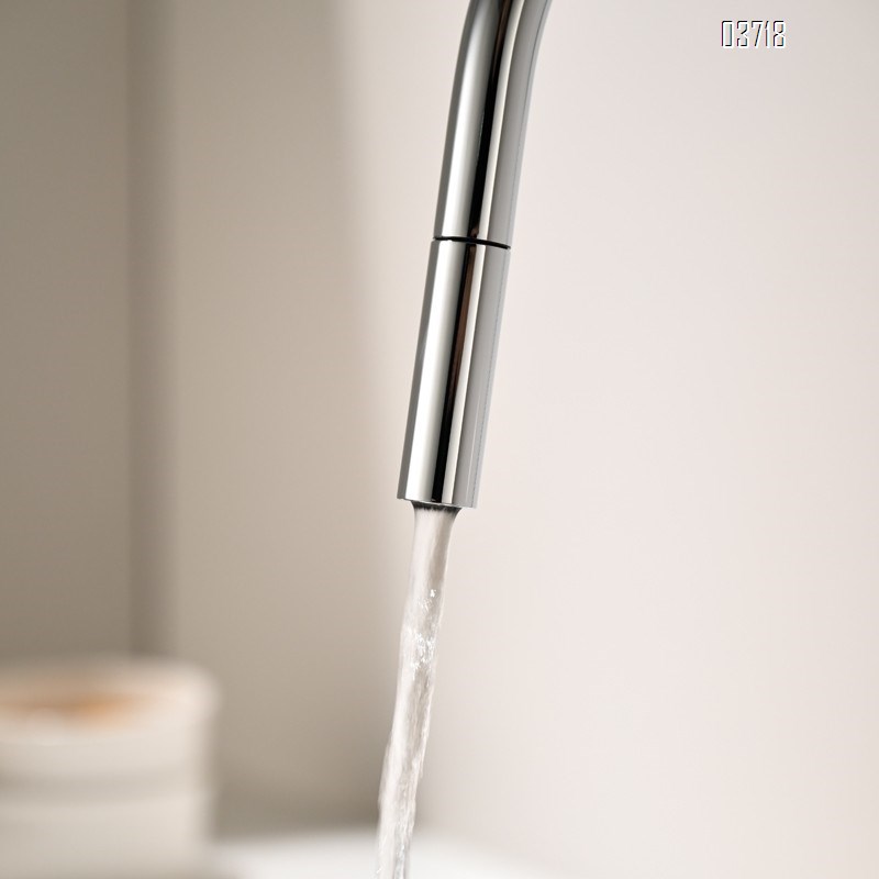 Chrome Pull-out Two Hole Stainless Steel Hot Cold Water Deck Mounted Single Handle Vegetable Kitchen Faucets Mixer Sink Taps