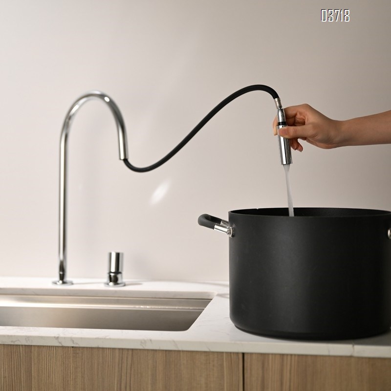 Chrome Pull-out Two Hole Stainless Steel Hot Cold Water Deck Mounted Single Handle Vegetable Kitchen Faucets Mixer Sink Taps