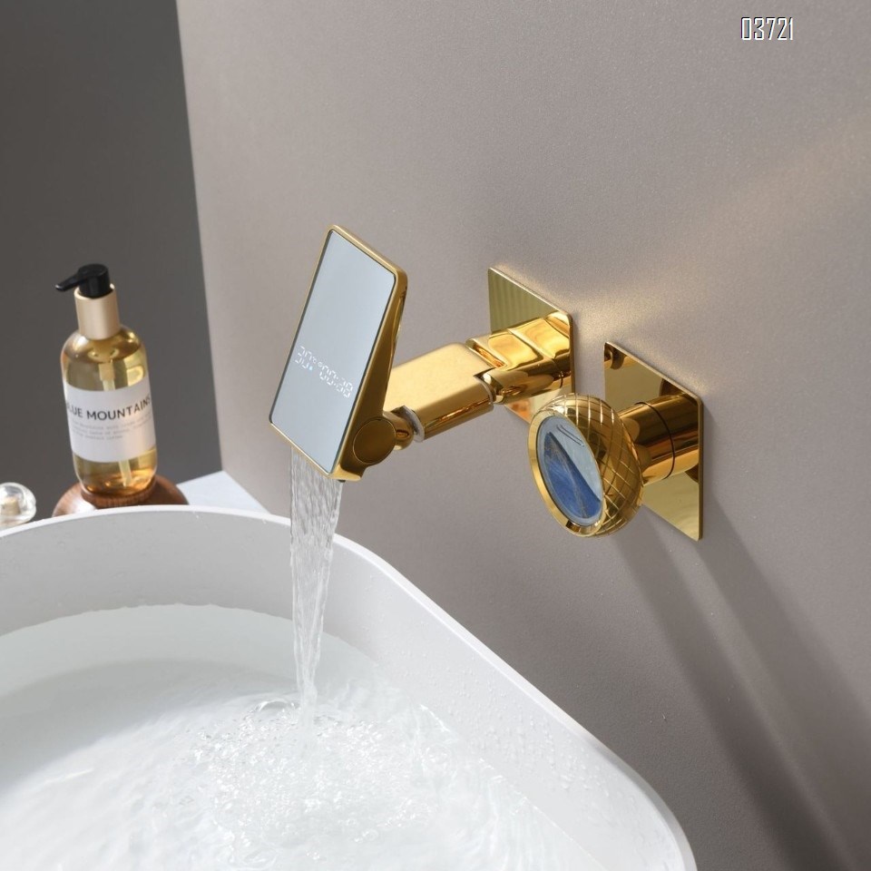 Brass Wall-Mounted Mirror Digital Display Basin Faucet for Home and Hotel Use Concealed Wash Basin Faucets Mixer Tap
