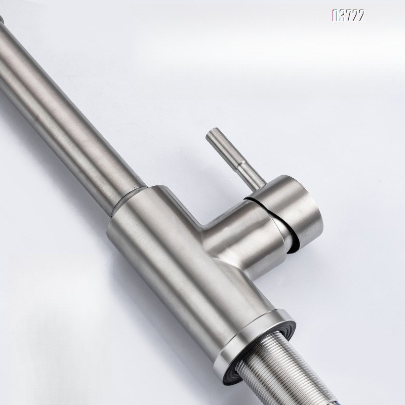 304 Stainless Steel Spring Kitchen Hot and Cold Mixed Vertical Pull-out Rotating Two Mode Kitchen Faucets Mixer Sink Tap