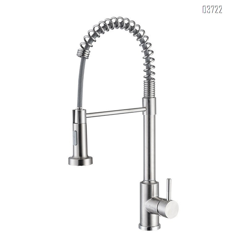 304 Stainless Steel Spring Kitchen Hot and Cold Mixed Vertical Pull-out Rotating Two Mode Kitchen Faucets Mixer Sink Tap
