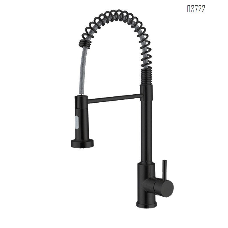 304 Stainless Steel Spring Kitchen Hot and Cold Mixed Vertical Pull-out Rotating Two Mode Kitchen Faucets Mixer Sink Tap