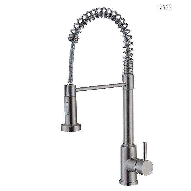 304 Stainless Steel Spring Kitchen Hot and Cold Mixed Vertical Pull-out Rotating Two Mode Kitchen Faucets Mixer Sink Tap