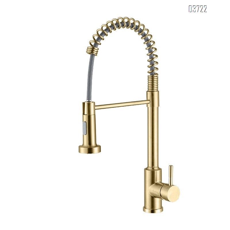 304 Stainless Steel Spring Kitchen Hot and Cold Mixed Vertical Pull-out Rotating Two Mode Kitchen Faucets Mixer Sink Tap