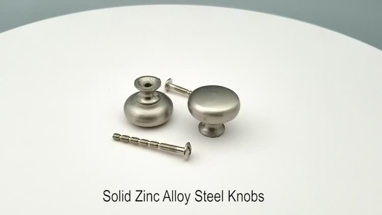 6 Pack Kitchen Cabinet Round Heavy drawer pulls  Knobs 6 Pack Brushed Nickel Cabinet Knobs  (31mm) Cupboard Door Heavy Knobs Silver Kitchen Hardware for Bathroom Drawer