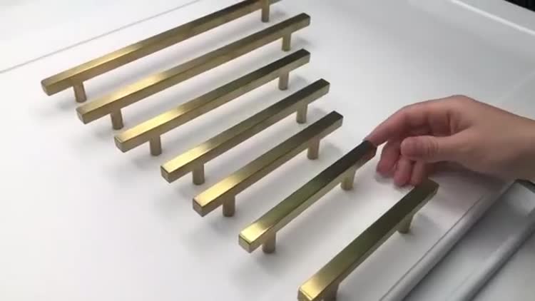 Brushed Brass Cabinet Pulls Gold Kitchen Cabinet Hardware - Euro Style Bar Handle Pull Gold Cupboard Door Handle 7-1/2 Inch (192mm) Hole Centers,11.8 inch Overall Length