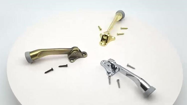 5-Inch Door Stopper Hinge Metal Kickdown Door Stop Door Kickstand with Non-Slip Rubber Tip for Heavy Garage Door