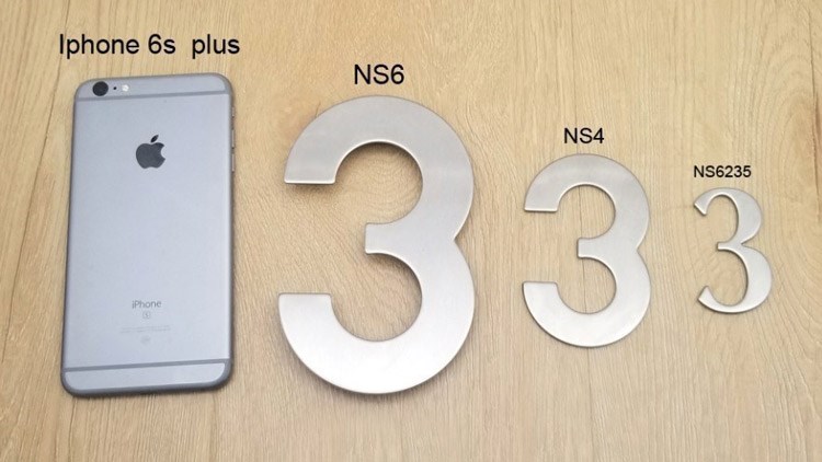 6 inch. Brushed 304 Stainless Steel Large Floating Modern House Number 0-9