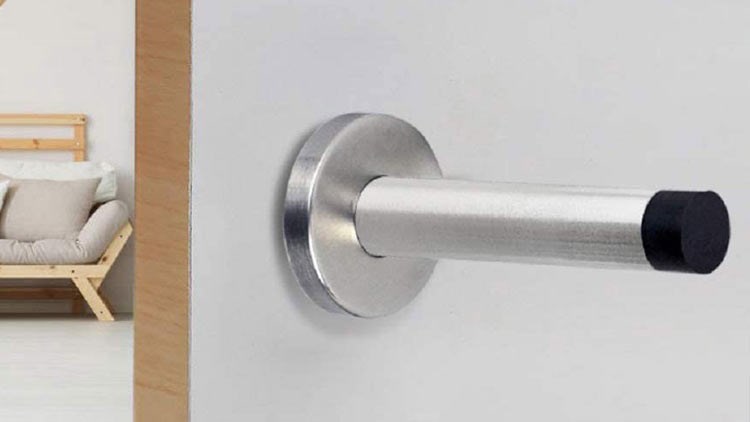 Door Stop, Long Door Stopper, 6 Inch Large Modern Brushed Metal Doorstop Door Holder with Mute Rubber Tip, Heavy Duty Commercial Stainless Steel Solid Doorstopper, Door Stopper Wall (Silver)