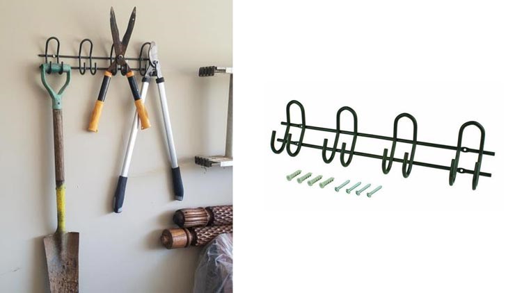 Heavy Duty Steel 20-3/4 in Wall Mount Storage Hook and Rail 100 lbs