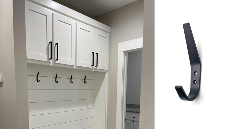 Coat Hooks Wall Mounted Towel Hook Heavy Duty Aluminum Double Robe Hanger for Bathroom Kitchen Office Farmhouse (Black)