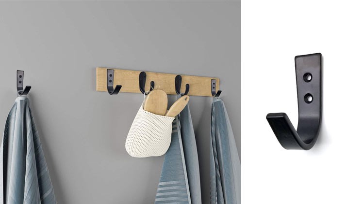 Black Coat Hooks Wall Mounted Single Prong Robe Hook for Hanging Towel Hooks for Bags, Hat, Cap, Scarf, Cup