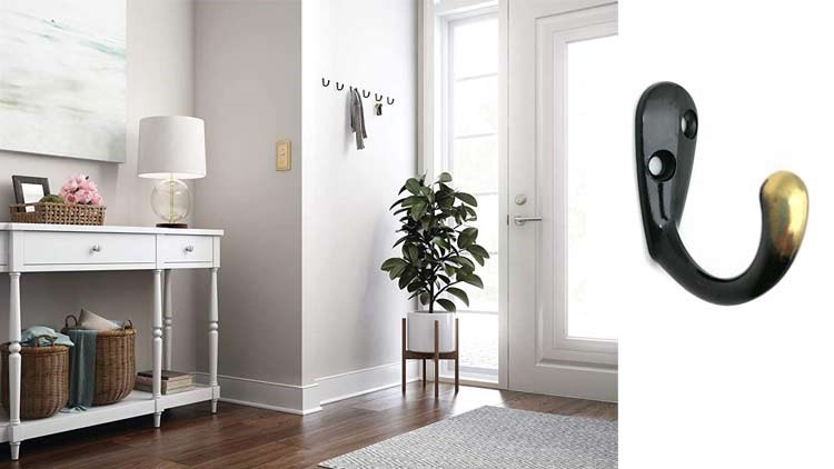 Single Prong Robe Hook Flat Black