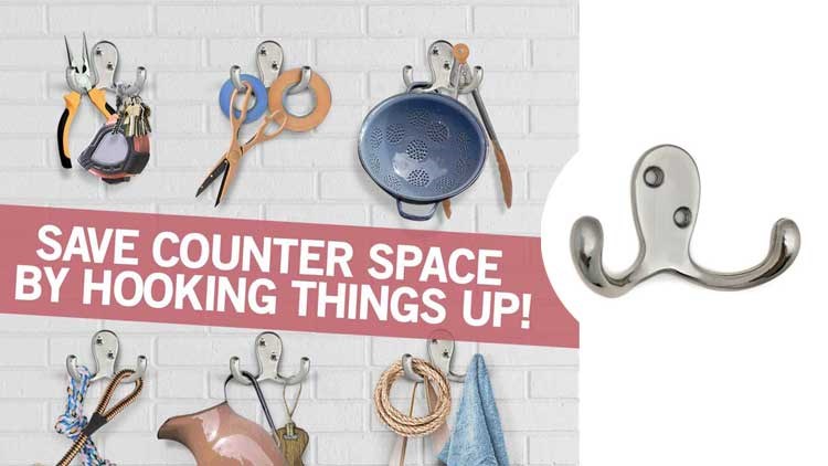 Heavy Duty and Easy to Install Two-Prong Wall Hooks for Towels, Coats, Hats, Bags and Robes Ideal for Use at Home, Kitchen, Bathroom and Office