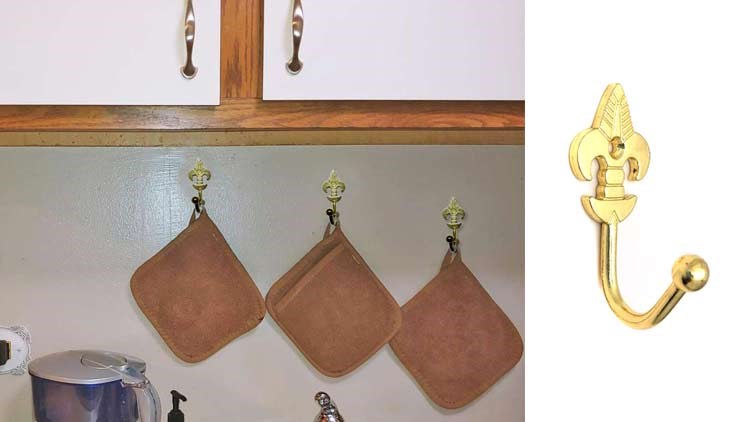 Decorative Wall Hanging Coat Hooks  Curtain Tieback Holders Screws Bright Gold