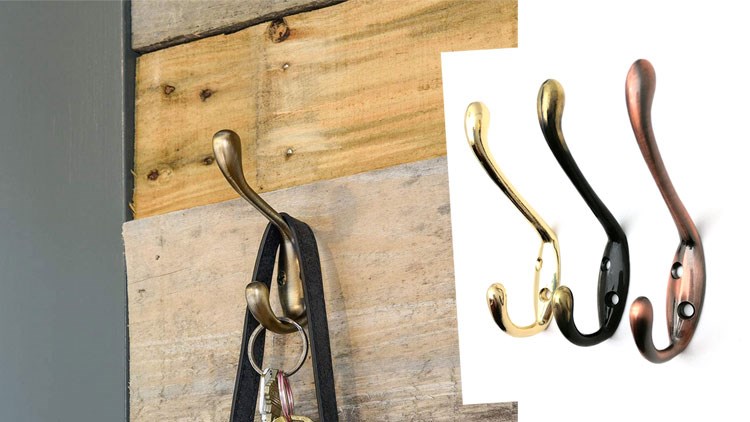 Ambipolar Heavy Duty Decorative Dual Coat Hook  Hat Hook - Wall Mounted Double Coat Hanger